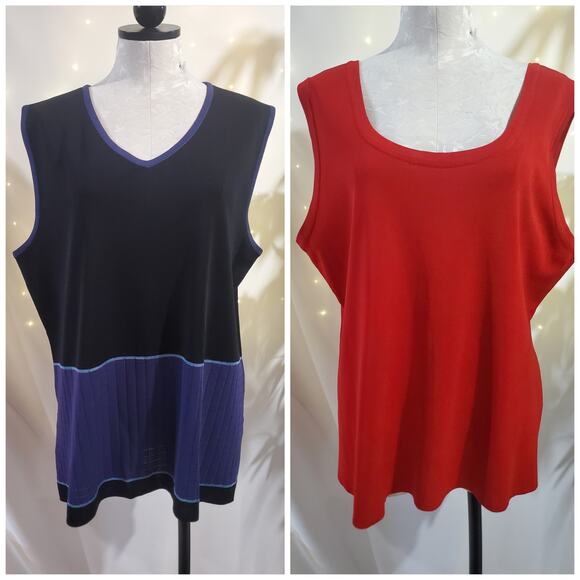 Exclusively Misook Womens Set of 2 Sleeveless Knit Tops Size 2X Career Office - Picture 1 of 13